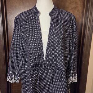 CJ Banks Black & White Polka Dot Top NWT